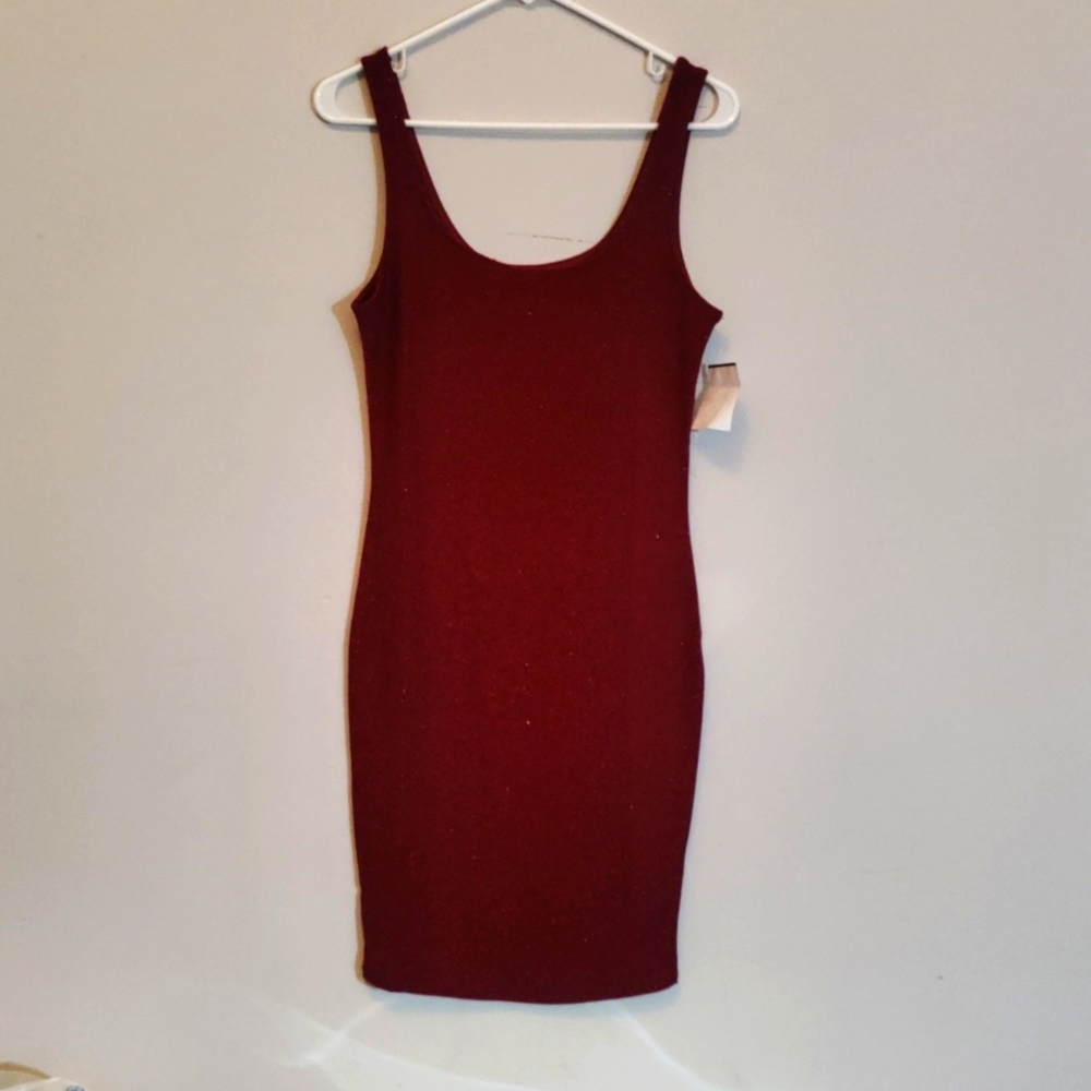 🎉NWT Wine Spaghetti Strap Stretch Sparkly Mini Dress